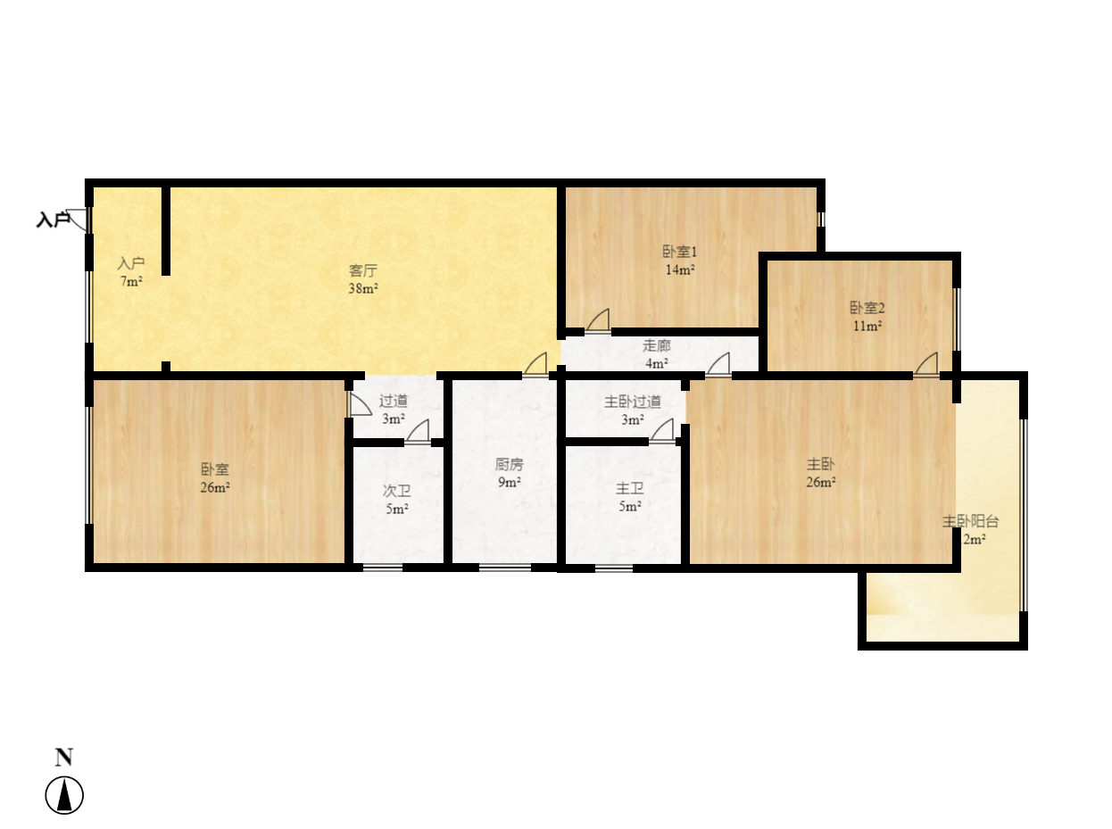 火星一片 4室2厅2卫 2600.0元/月 火星一片 4室2厅2卫 2600.0元/月户型图