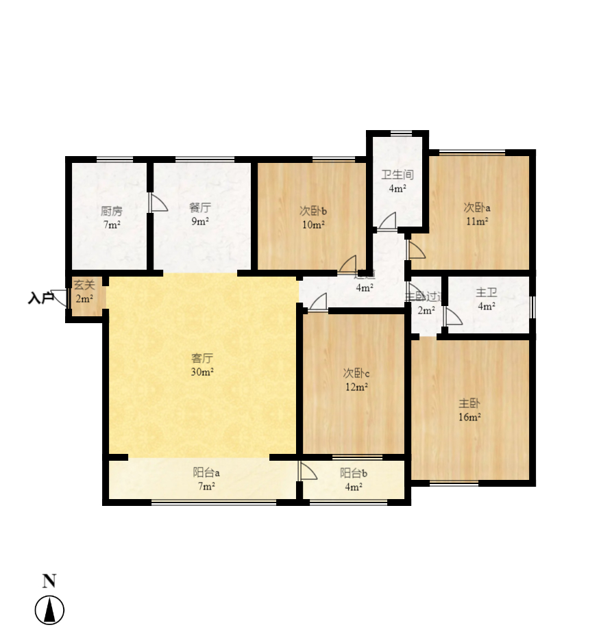 珠江东方明珠(新地东方明珠)三期 4室2厅1卫 2400.0元/月 珠江东方明珠(新地东方明珠)三期 4室2厅1卫 2400.0元/月户型图