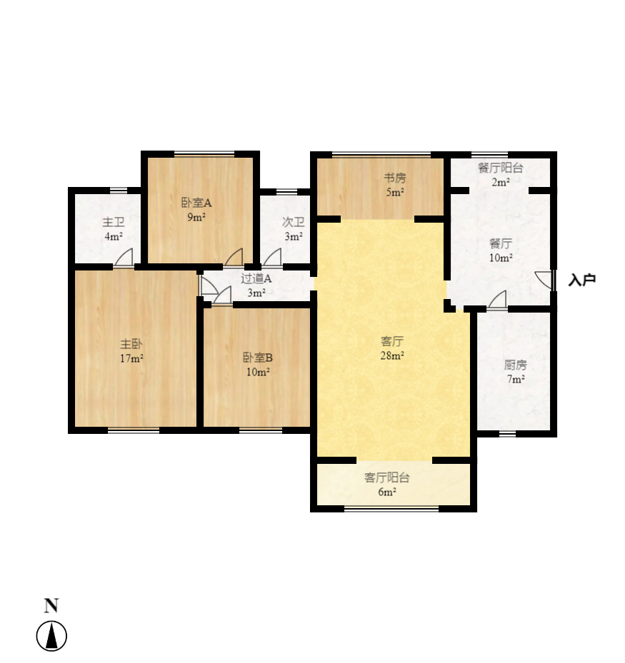 天麓尚层  4室2厅1卫    3000.0元/月户型图