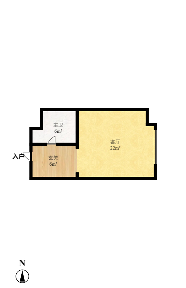 荣泰广场  1室1厅1卫   1880.00元/月户型图