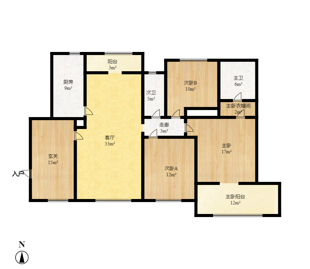 湘江雅颂居  3室2厅2卫    183.0万室内图1