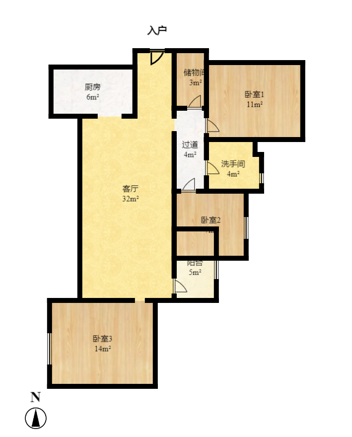 建发中央悦府  4室2厅2卫   2700.00元/月户型图