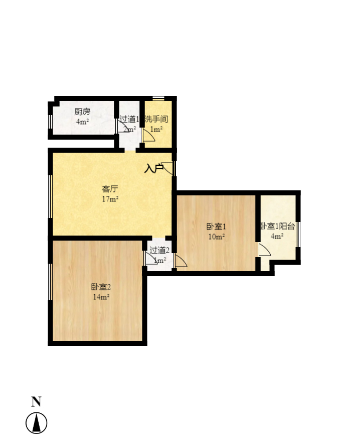 桔园小区1-8片 2室1厅1卫 1200.0元/月 桔园小区1-8片 2室1厅1卫 1200.0元/月户型图
