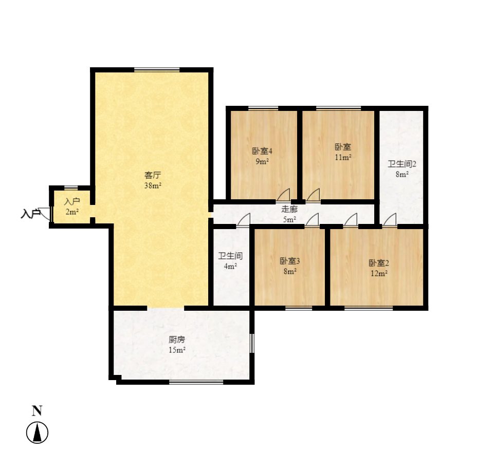 海德公园 4室2厅2卫 2200.0元/月 海德公园 4室2厅2卫 2200.0元/月户型图