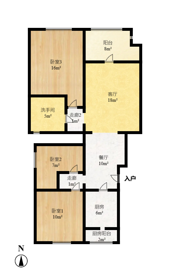茂华禧都会  3室2厅2卫   123.00万室内图1