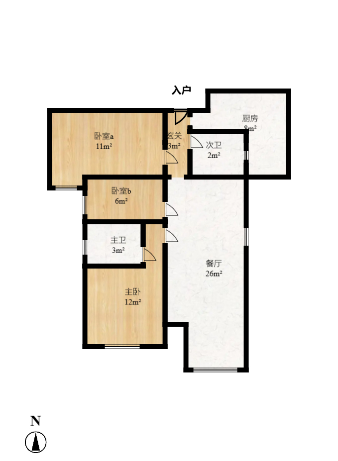 中国铁建梅溪青秀二期  3室2厅2卫   2800.00元/月户型图