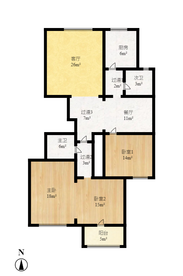 枫林美景 3室2厅2卫 3400.0元/月 枫林美景 3室2厅2卫 3400.0元/月户型图
