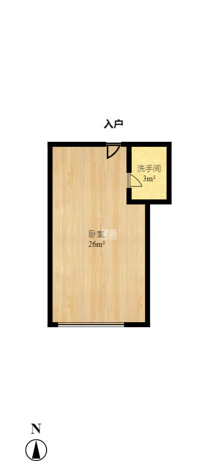 几米空间  1室1厅1卫   1600.00元/月户型图