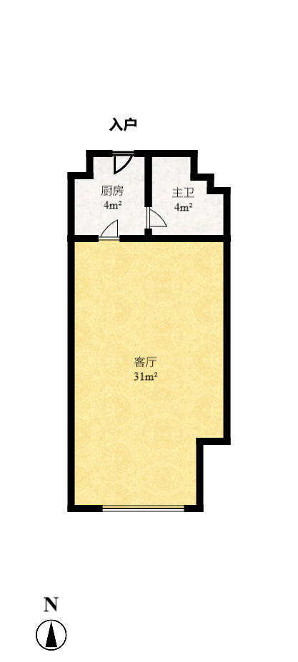 长城华都  1室1厅1卫   5500.00元/月户型图
