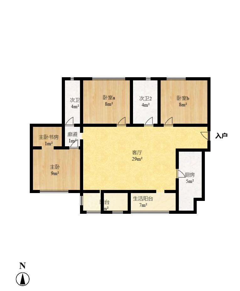 梅溪湖合能璞丽 3室2厅2卫 2200.0元/月 梅溪湖合能璞丽 3室2厅2卫 2200.0元/月户型图