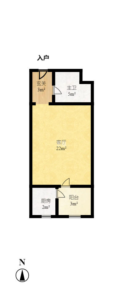 中信凯旋蓝岸（中信新城三期）  1室1厅1卫   1300.00元/月户型图