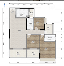 奥园养生城 4室2厅2卫 72.8万 奥园养生城 4室2厅2卫 72.8万室内图