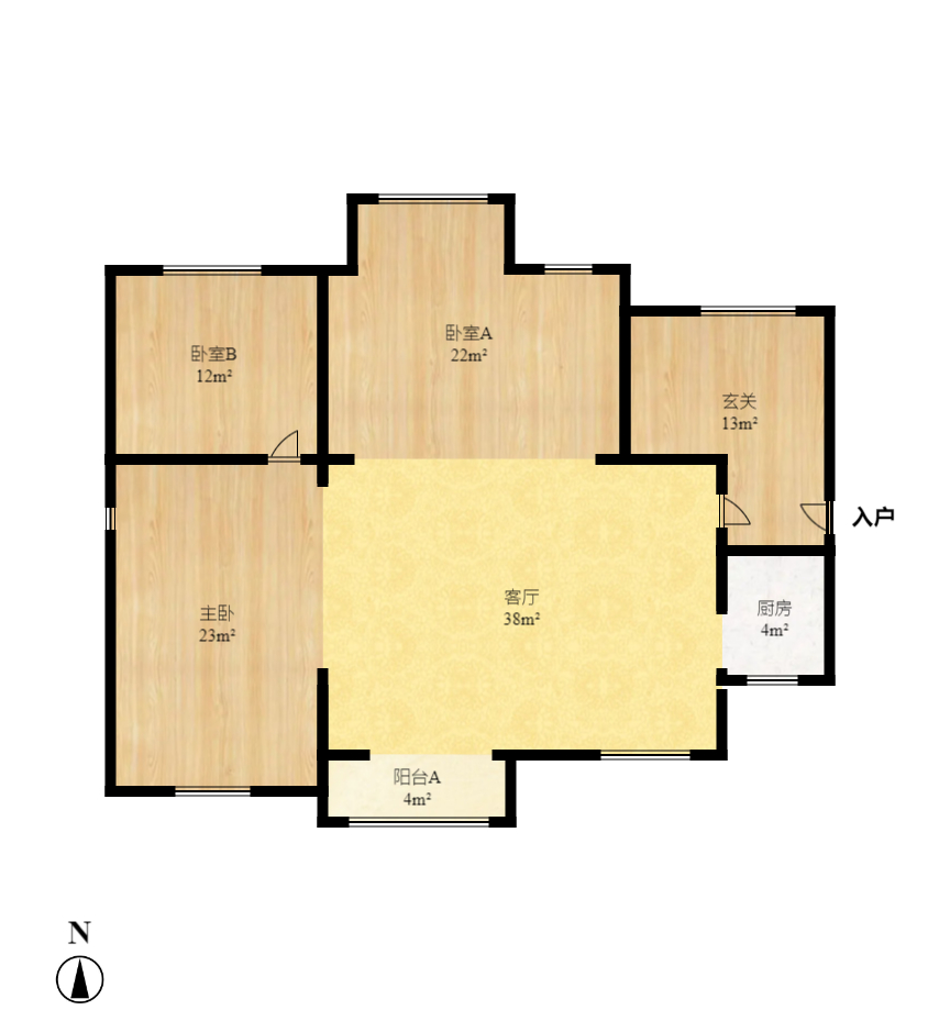 华悦城  3室2厅1卫   2400.00元/月室内图1