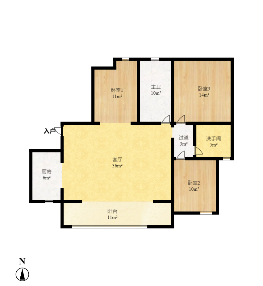建发中央悦府  3室2厅2卫   185.80万室内图1