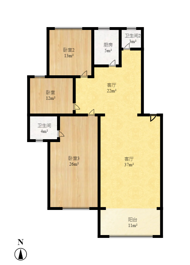 星城国际 3室2厅2卫 1800.0元/月 星城国际 3室2厅2卫 1800.0元/月户型图