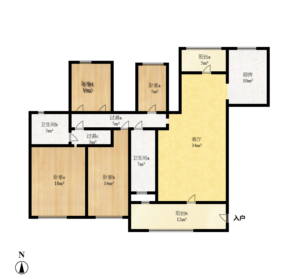 黑金时代广场 4室2厅2卫 3400.0元/月 黑金时代广场 4室2厅2卫 3400.0元/月户型图