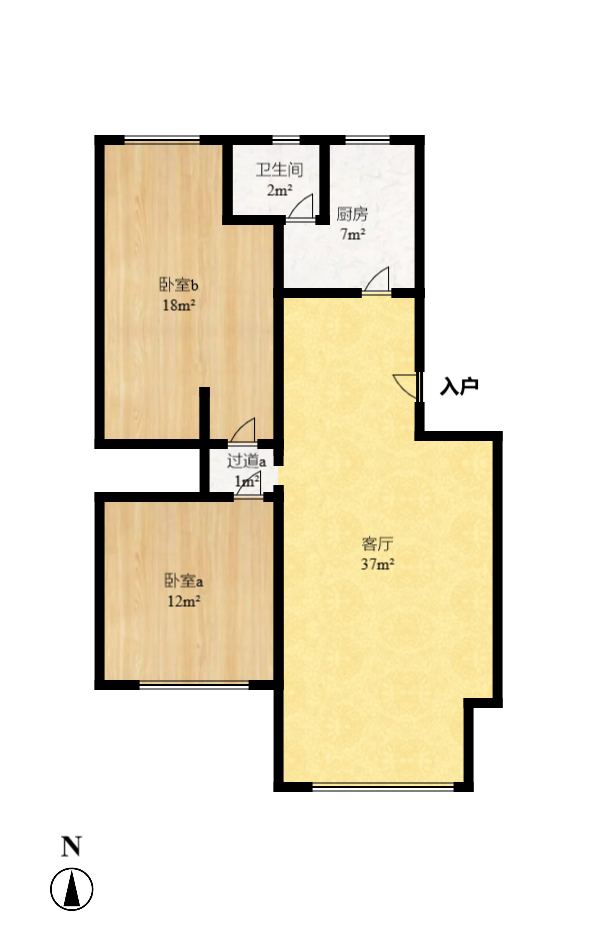 鄱阳小区  2室2厅1卫   1500.00元/月户型图