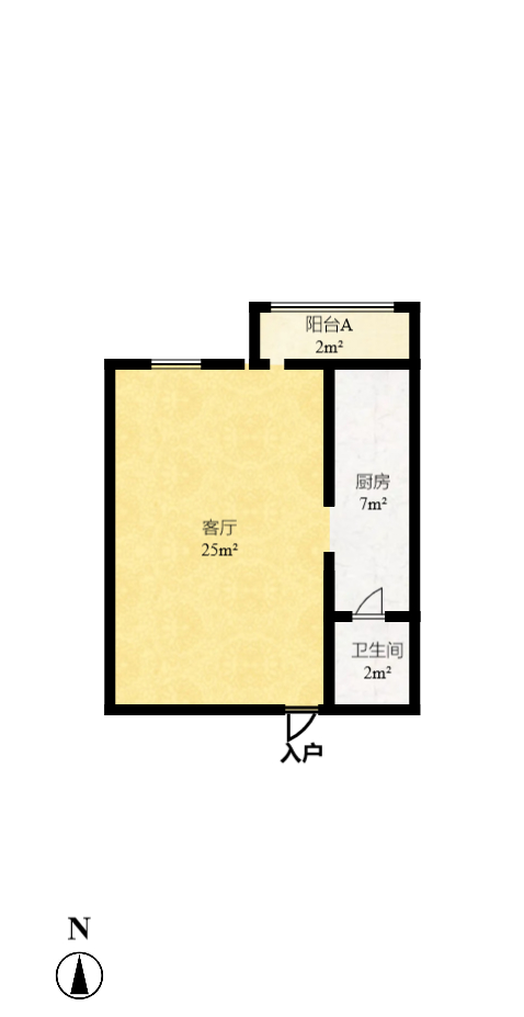 满庭芳小区  2室1厅1卫   1500.00元/月户型图