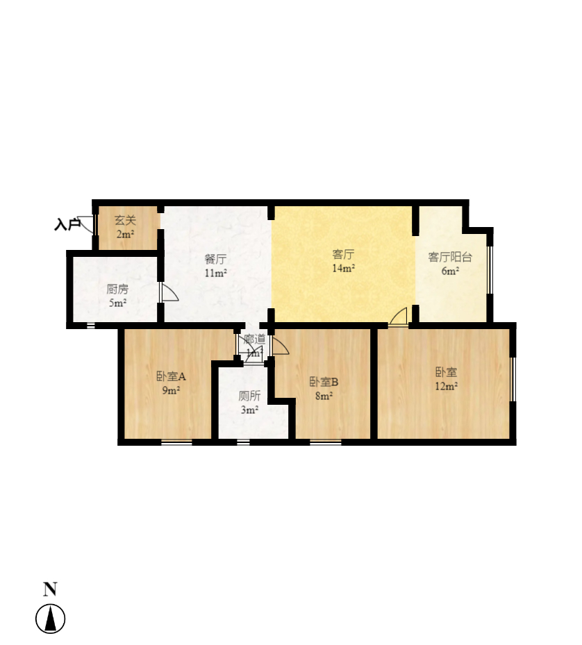 万科白鹭郡  3室2厅2卫   3500.00元/月户型图