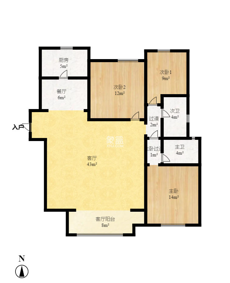 龙湖铂金中心（龙湖春江郦城）  3室2厅2卫   4600.00元/月户型图