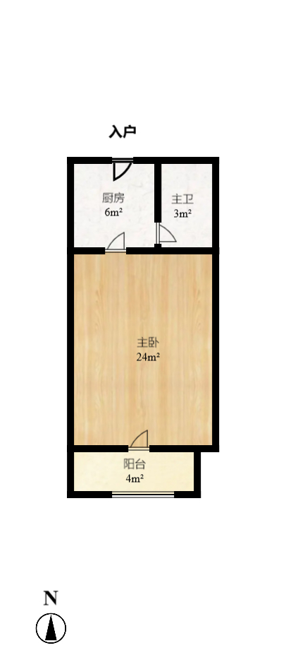 和庄  1室1厅1卫   1300.00元/月户型图