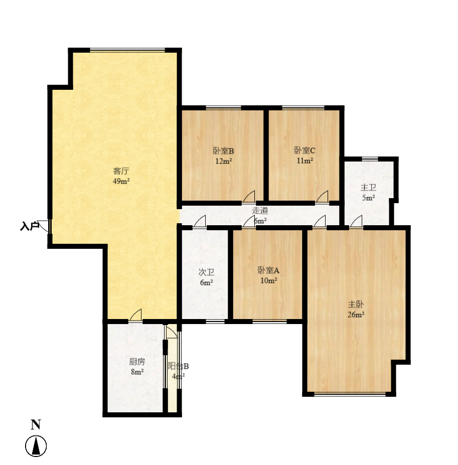 白沙湾嘉园 4室2厅2卫 3200.0元/月 白沙湾嘉园 4室2厅2卫 3200.0元/月户型图