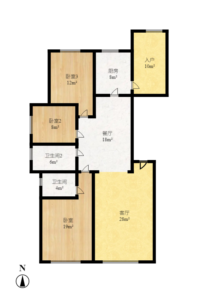 中房瑞致国际 3室2厅2卫 2600.0元/月 中房瑞致国际 3室2厅2卫 2600.0元/月户型图