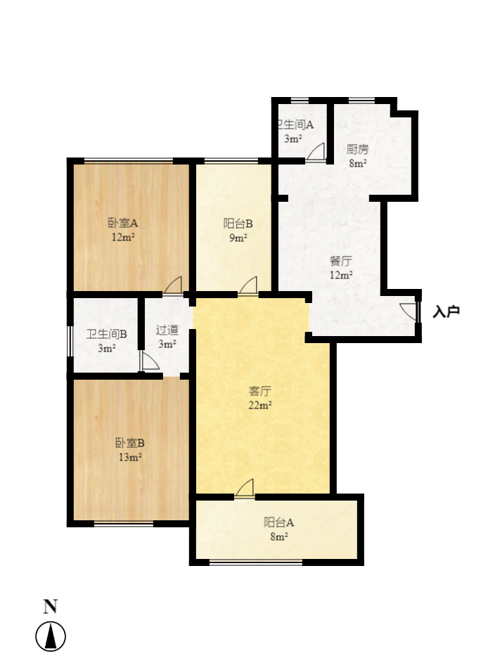 翡翠云天 3室2厅2卫 2500.0元/月 翡翠云天 3室2厅2卫 2500.0元/月户型图