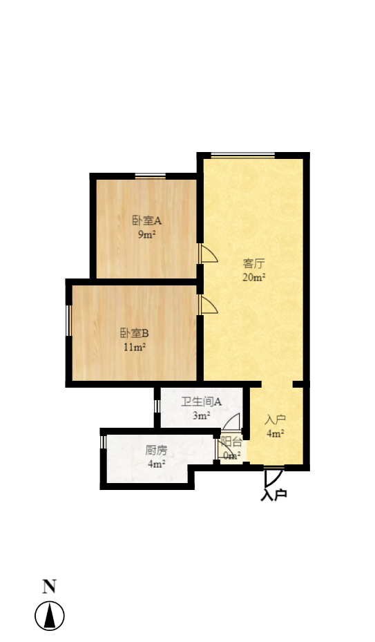 长房半岛蓝湾（观山月）  2室2厅1卫   50.00万室内图1