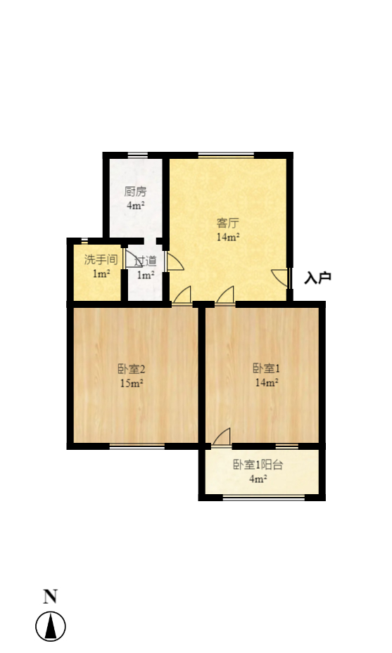 营山佳园  2室1厅1卫   1100.00元/月户型图
