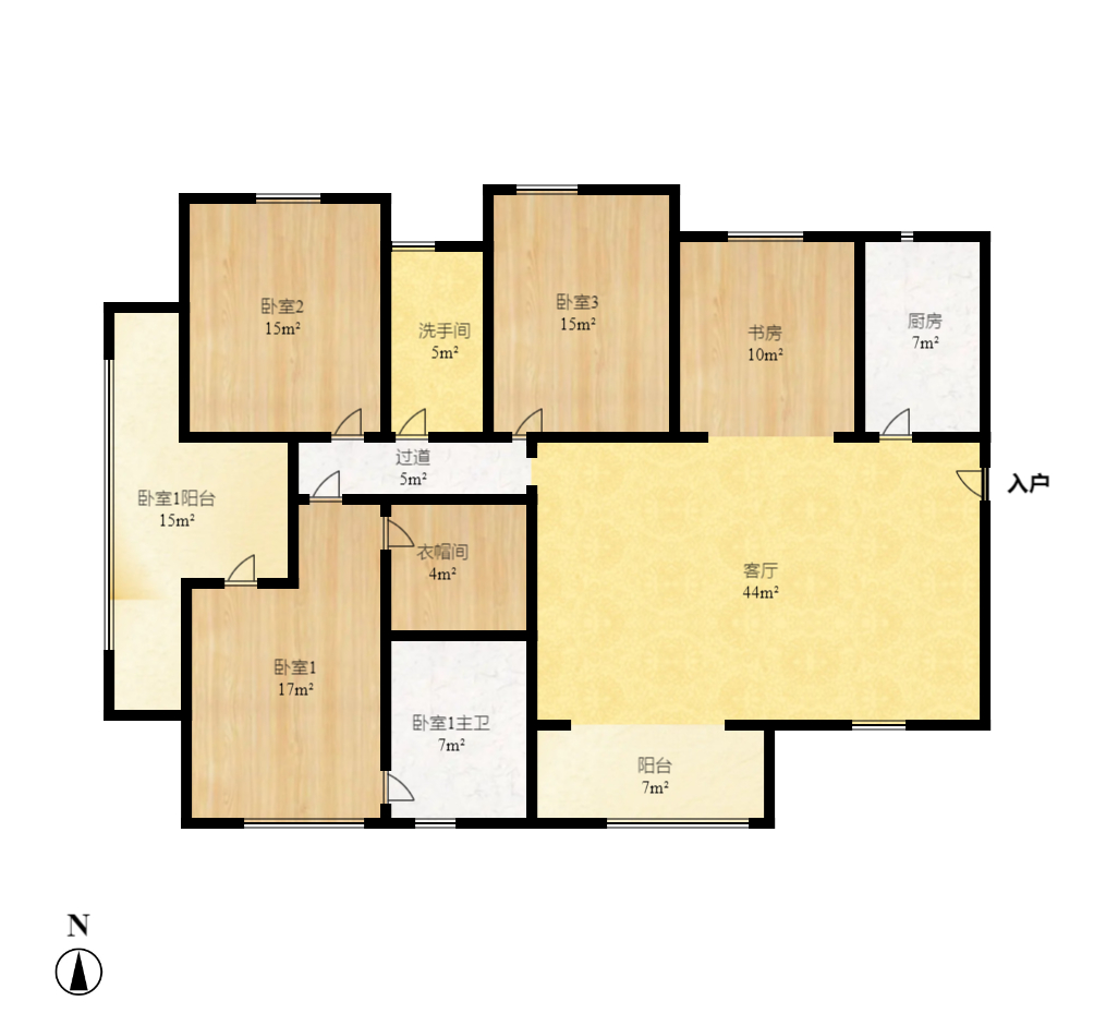 第六都(陆都小区) 4室2厅2卫 3500.0元/月 第六都(陆都小区) 4室2厅2卫 3500.0元/月户型图