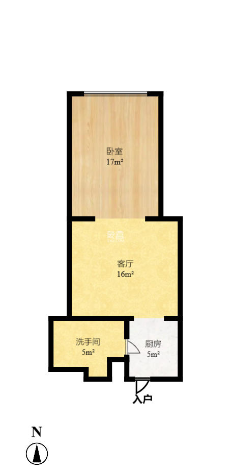 西子一间 1室1厅1卫 1400.0元/月 西子一间 1室1厅1卫 1400.0元/月户型图