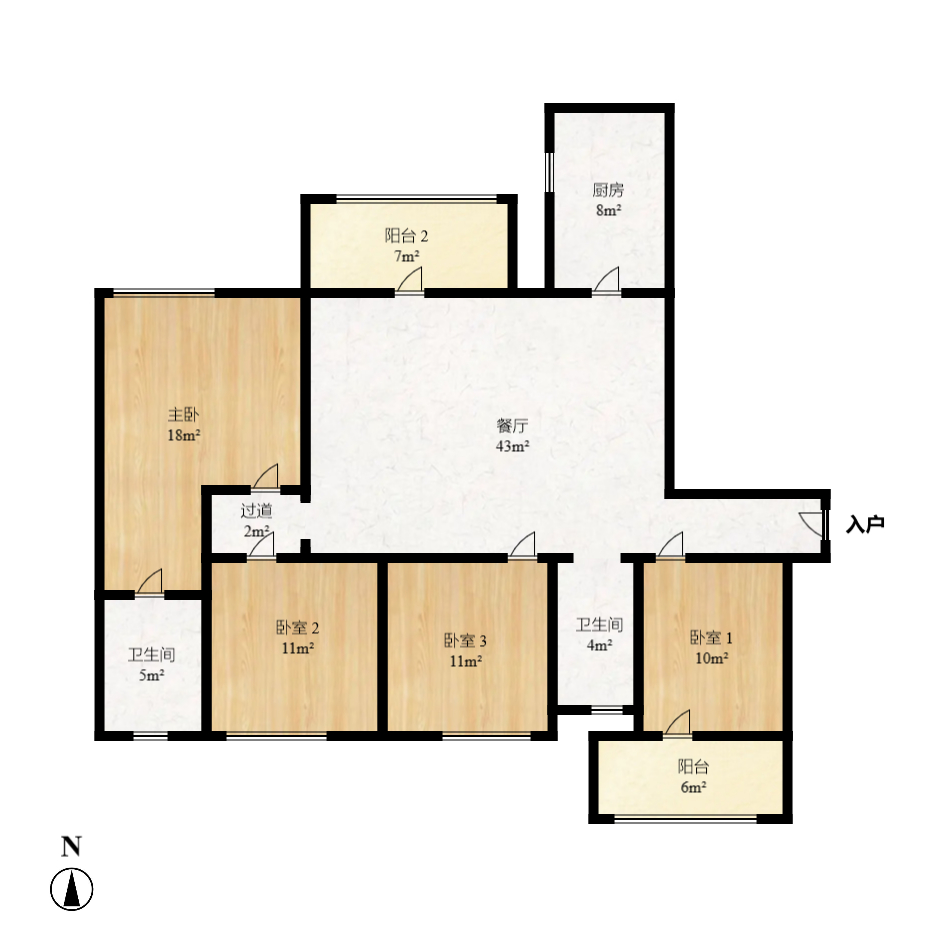 北辰三角洲E7区  3室2厅2卫   4500.00元/月室内图1