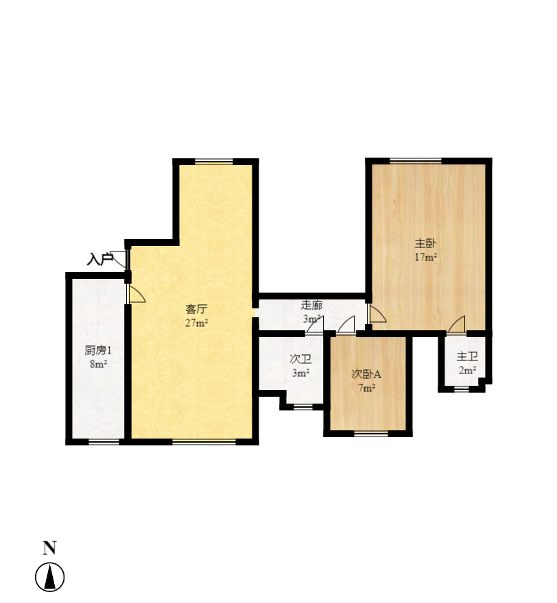 深业睿城  3室2厅2卫   2300.00元/月户型图