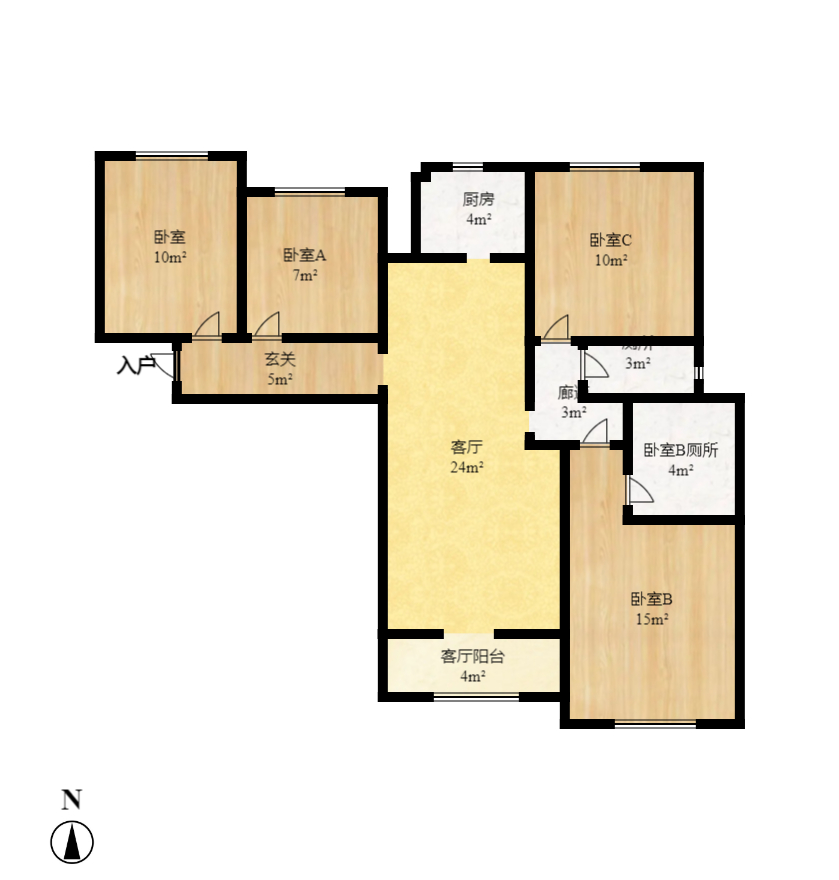 北大资源理想家园  4室2厅1卫    6500.0元/月户型图
