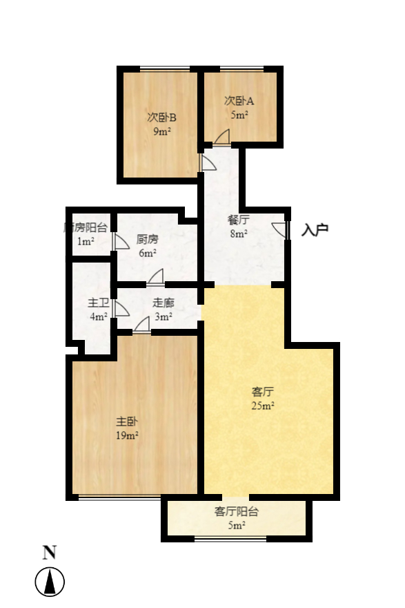 绿地公馆（绿地名邸）  3室2厅1卫    94.99万室内图1