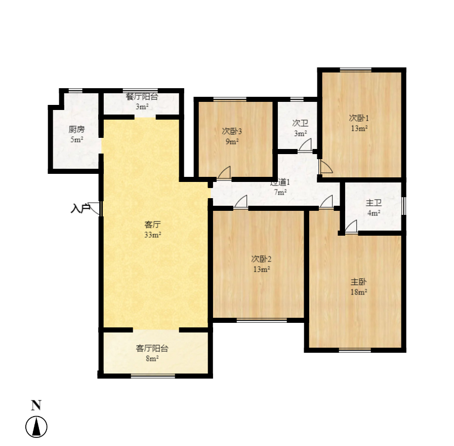 阳光丽城一期  4室2厅2卫    4200.0元/月户型图