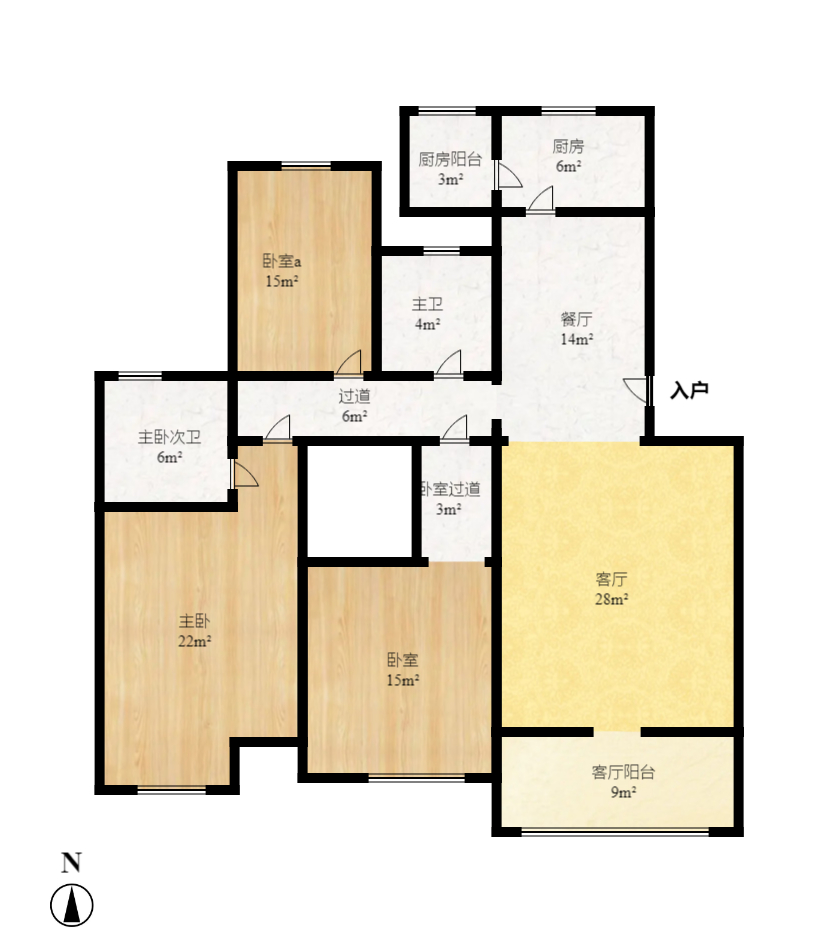 山水湾 3室2厅1卫 2200.0元/月 山水湾 3室2厅1卫 2200.0元/月户型图