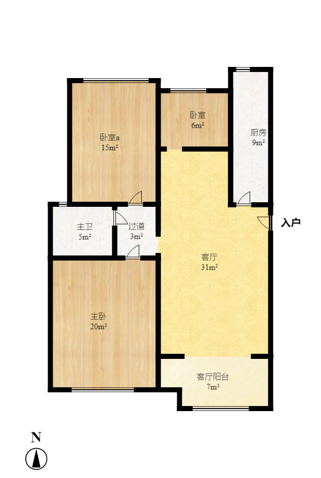 四季星城  3室2厅1卫   77.00万室内图1