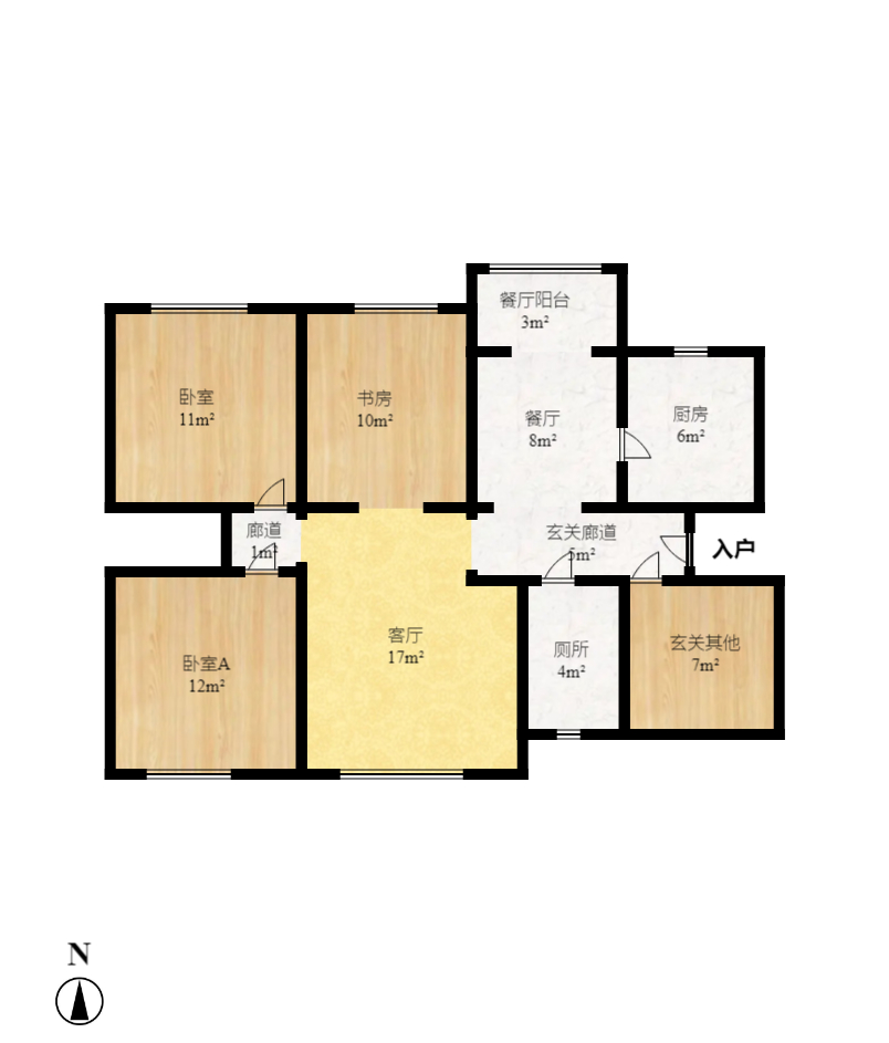 兰亭湾畔 3室2厅1卫 3200.0元/月 兰亭湾畔 3室2厅1卫 3200.0元/月户型图