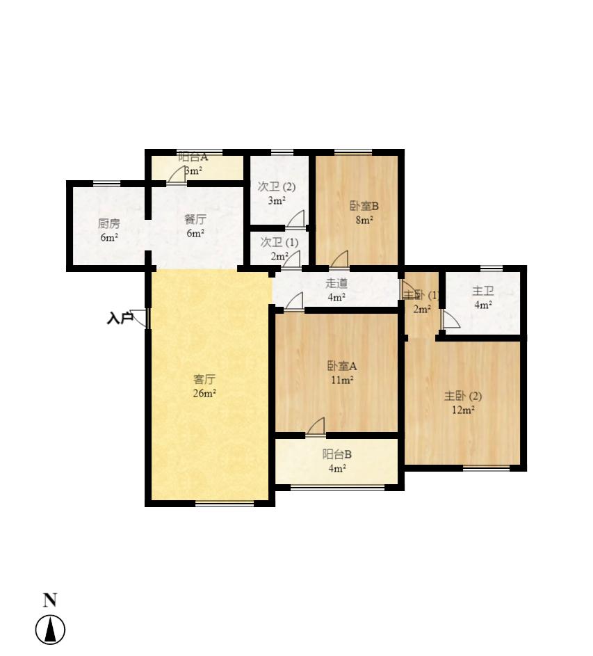 德润小区（丰升德润小区）  3室2厅1卫   134.00万室内图1