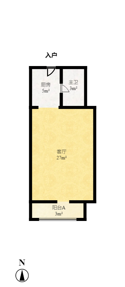 喜盈门范城  1室1厅1卫   1300.00元/月户型图