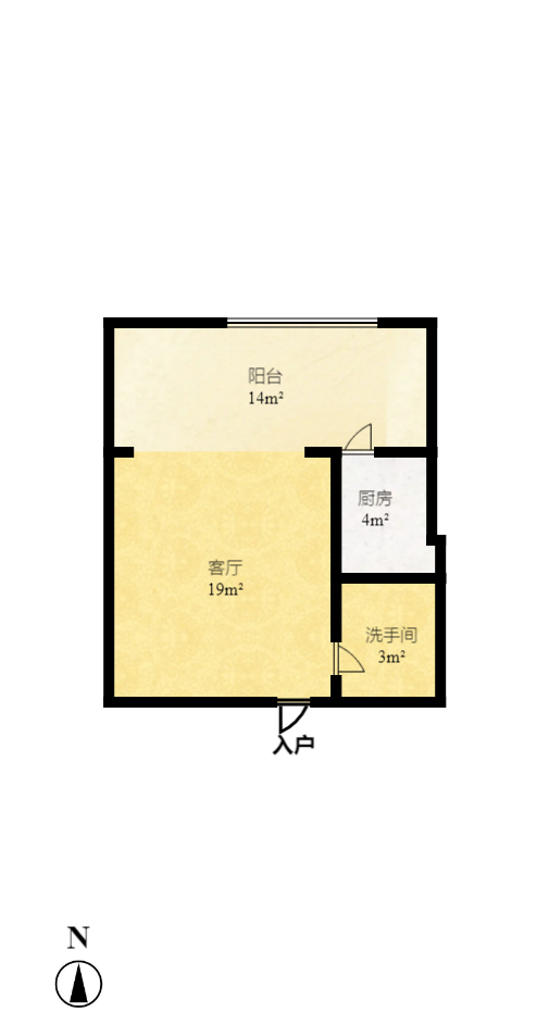 香颂国际  1室1厅1卫    1400.0元/月户型图
