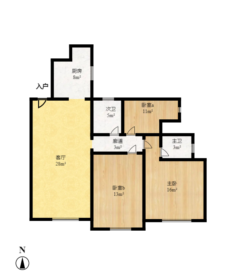 天元涉外景园B区  3室2厅1卫   110.00万室内图1