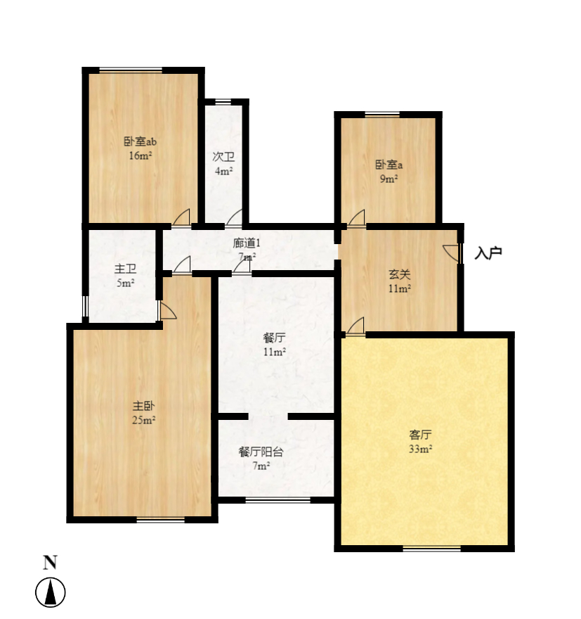 涉外花园  3室2厅2卫   2200.00元/月户型图