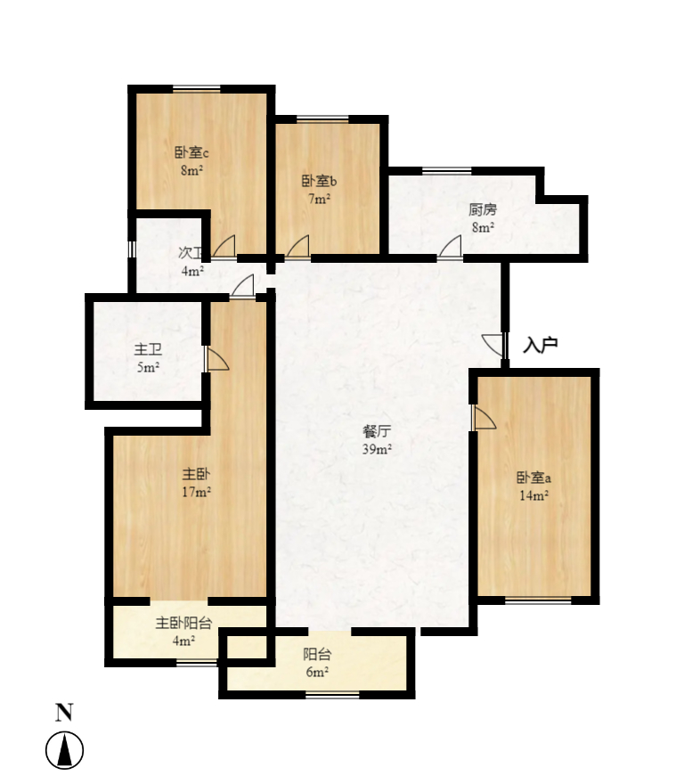 梅溪湖金茂府（金茂广场）（金茂览秀城）  1室2厅2卫    4800.0元/月户型图