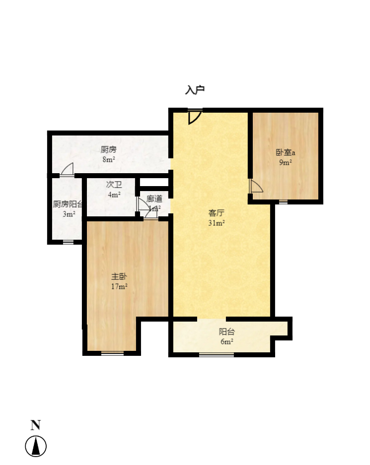 保利麓谷林语D区  2室2厅1卫   2200.00元/月户型图