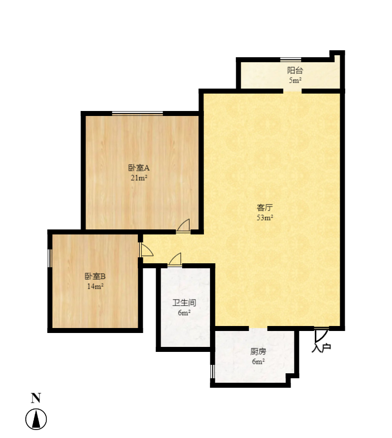 钱隆樽品(一、二、三期)  2室2厅1卫   90.00万室内图1
