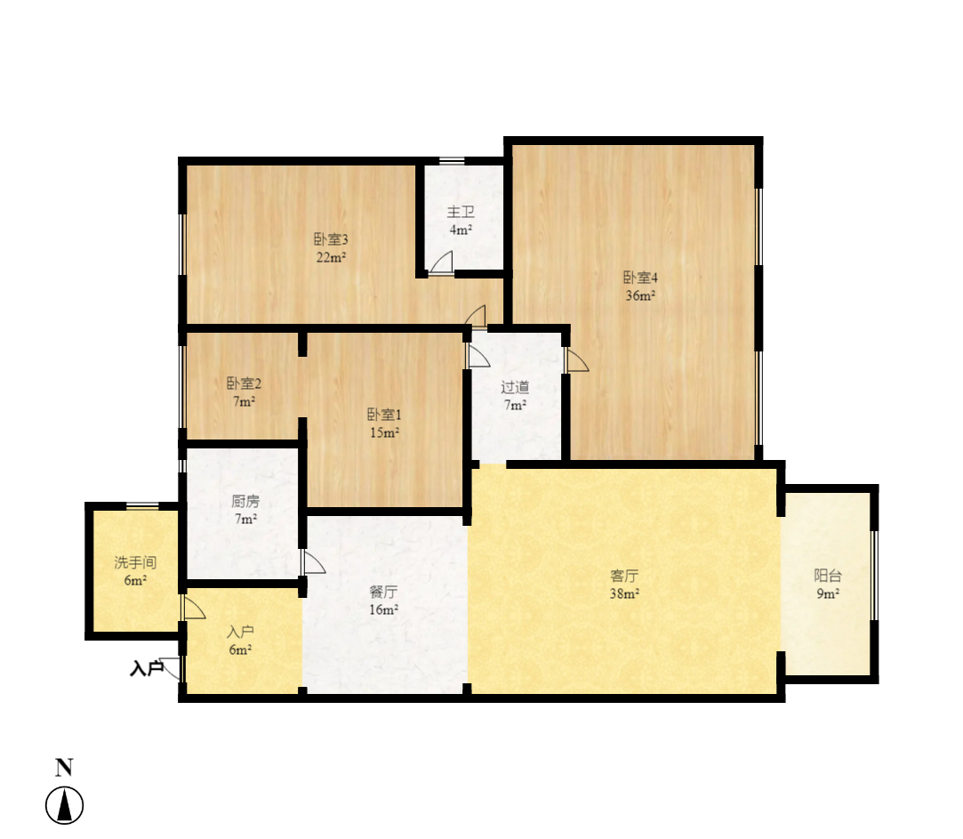 宏轩花苑  3室2厅1卫   2800.00元/月户型图