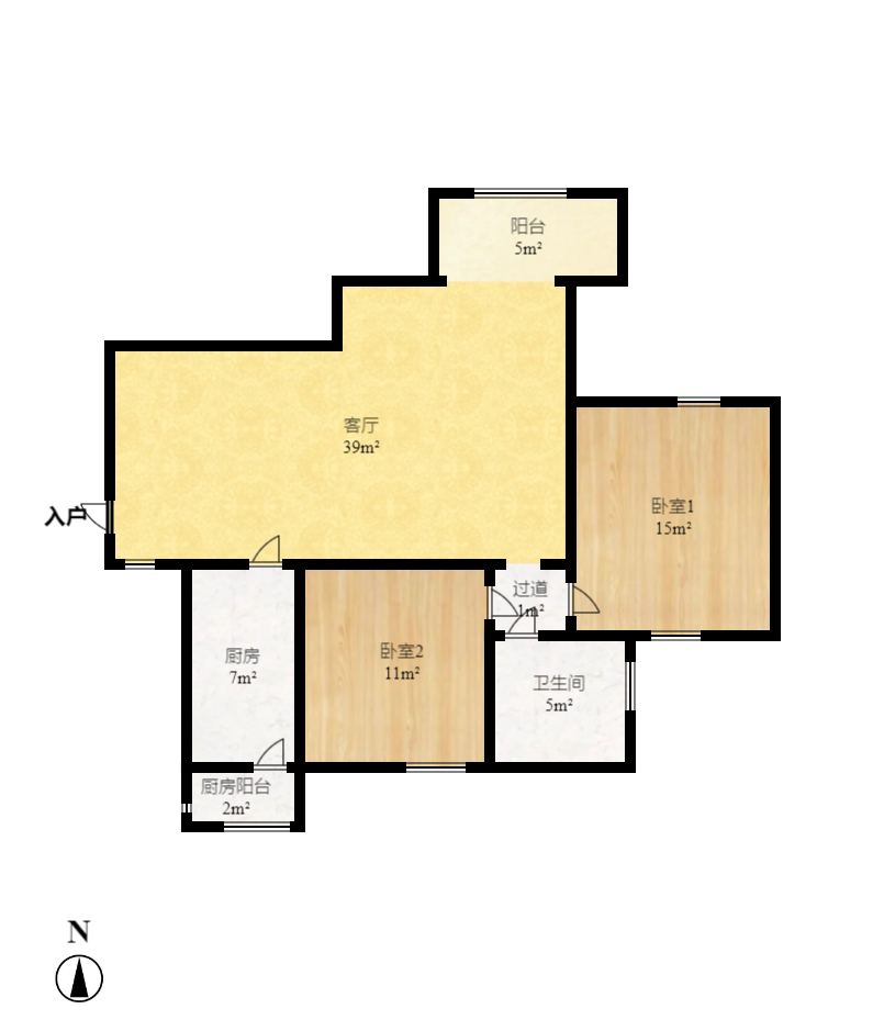 湘江世纪城瑞江苑 2室2厅1卫 1900.0元/月 湘江世纪城瑞江苑 2室2厅1卫 1900.0元/月户型图